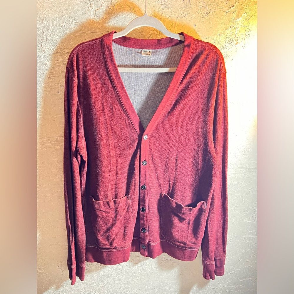 Club Monaco Burgundy Cardigan Sweater Sweatshirt L old money cotton